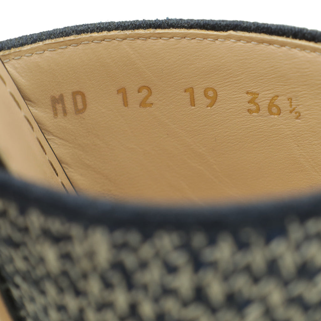 Christian Dior Navy Blue Dway Embroidered Heeled Mules 36.5