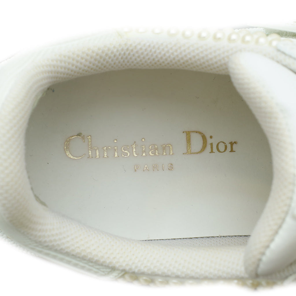 Christian Dior White Pearl Beaded "Dior-ID" Sneakers 36.5