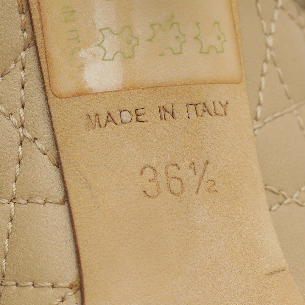 Christian Dior Beige Peep Toe Bow Cannage Pump 36.5