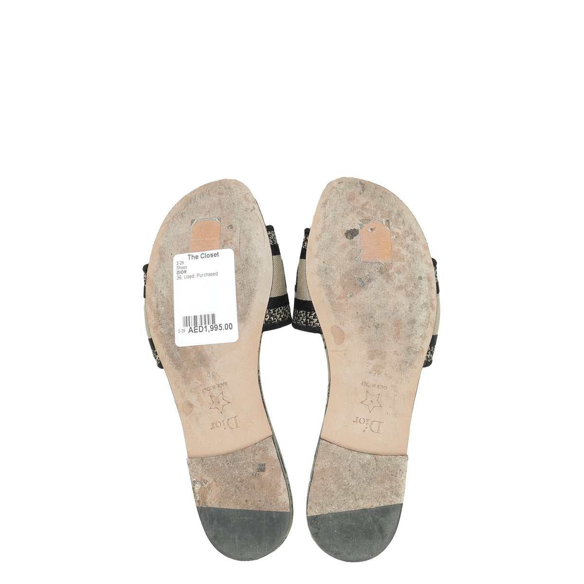 Christian Dior Bicolor Dway Toile De Jouy Embroidered Flat Sandal 36