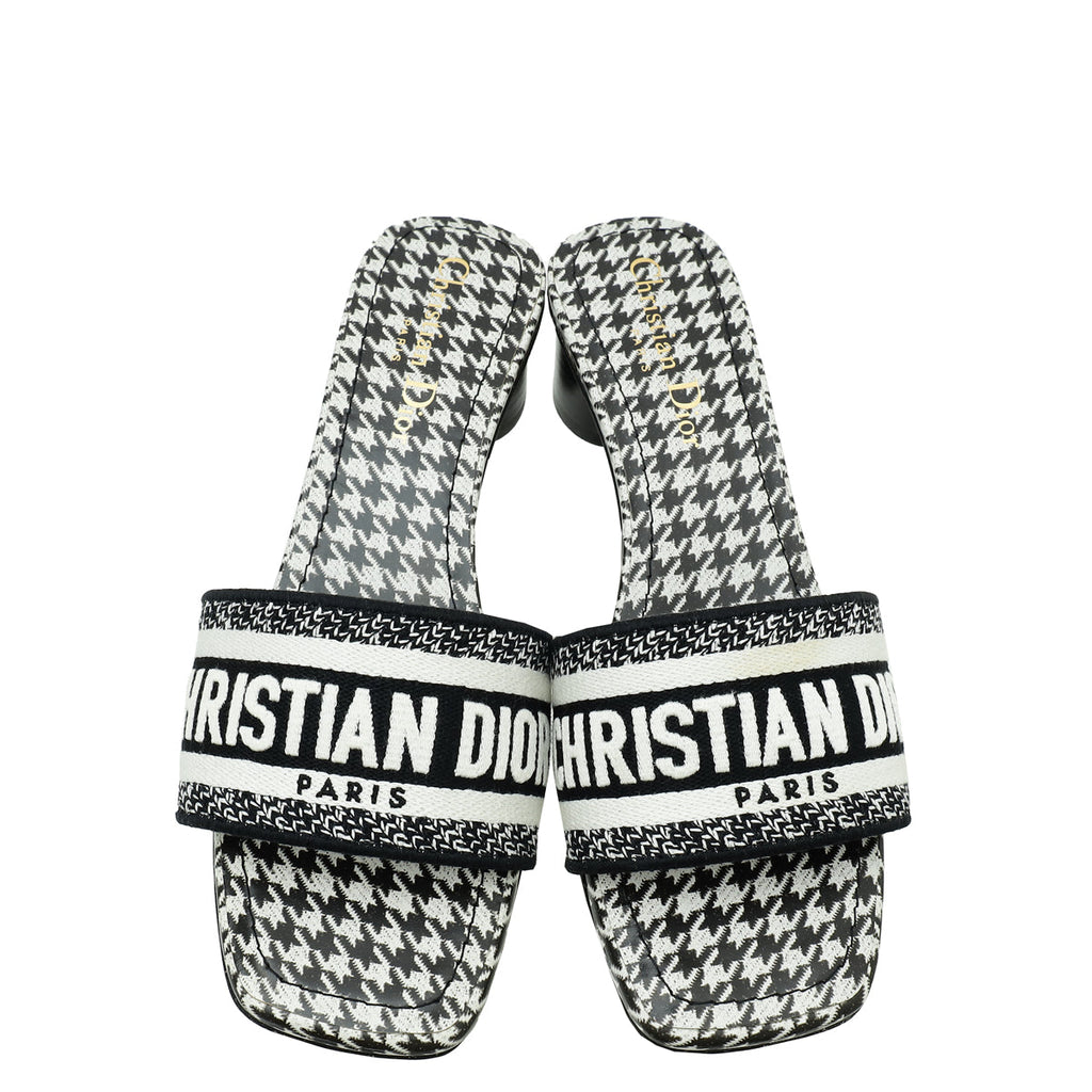Christian Dior Dway Micro-Houndstooth Embroidered Mules 36