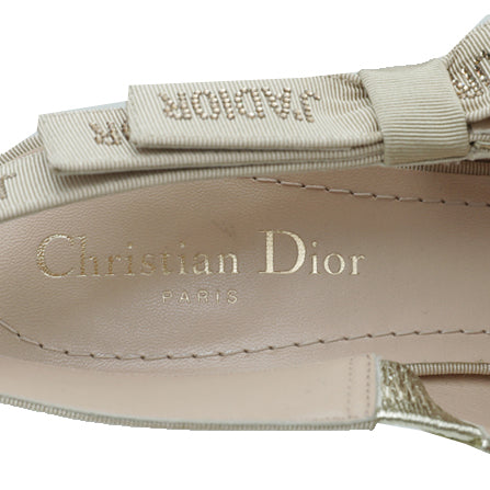 Christian Dior Pale Gold J'adior Metallic Leather Slingback