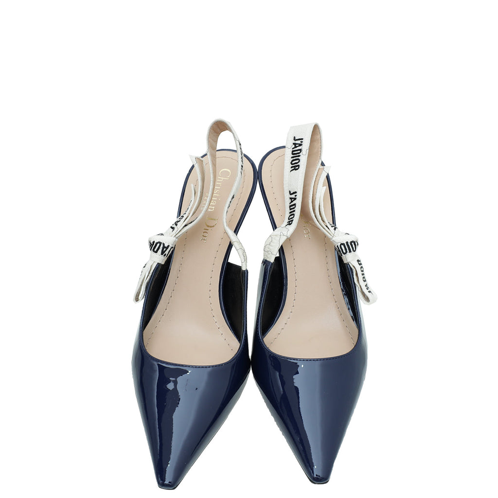Christian Dior Indigo Blue J'Adior Slingback Pumps 37.5