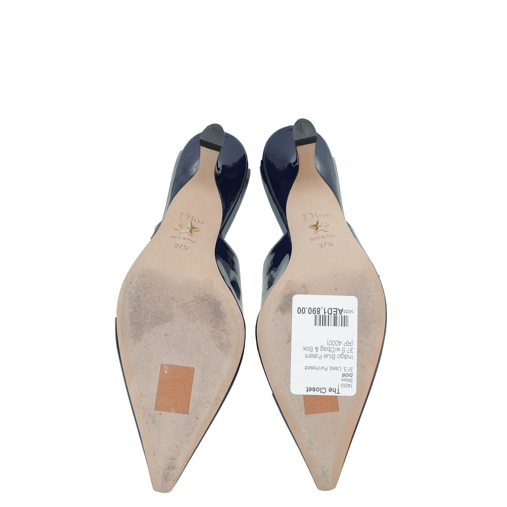 Christian Dior Indigo Blue J'Adior Slingback Pumps 37.5
