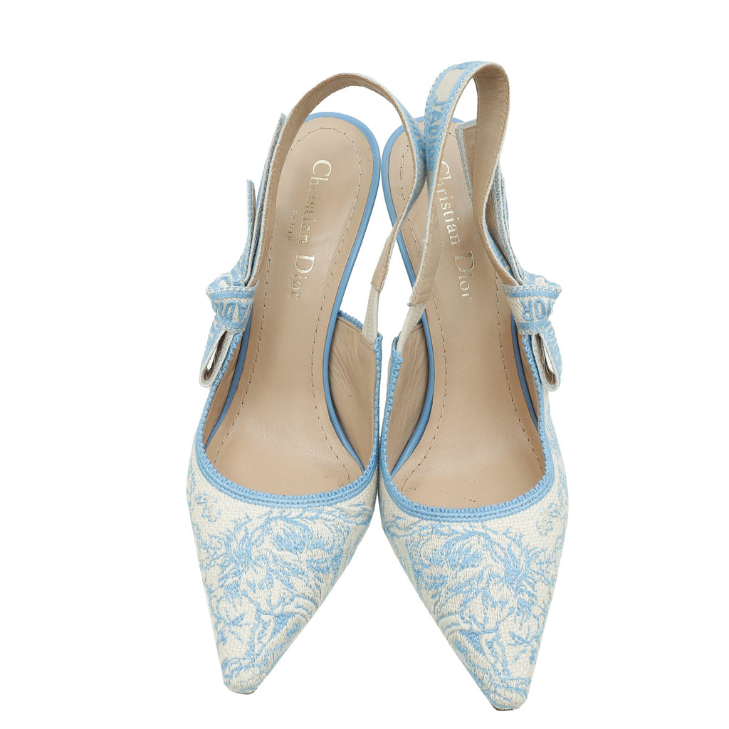 Christian Dior Bicolor Embroidered J'Adior Slingback Pump 37.5