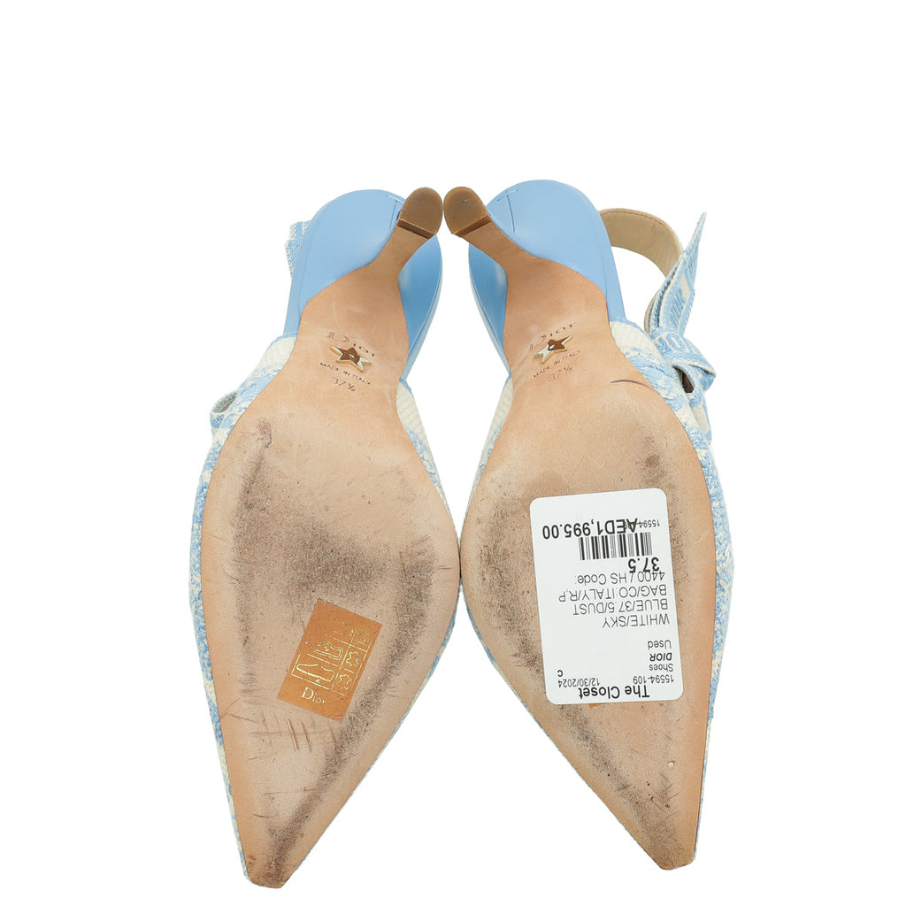 Christian Dior Bicolor Embroidered J'Adior Slingback Pump 37.5