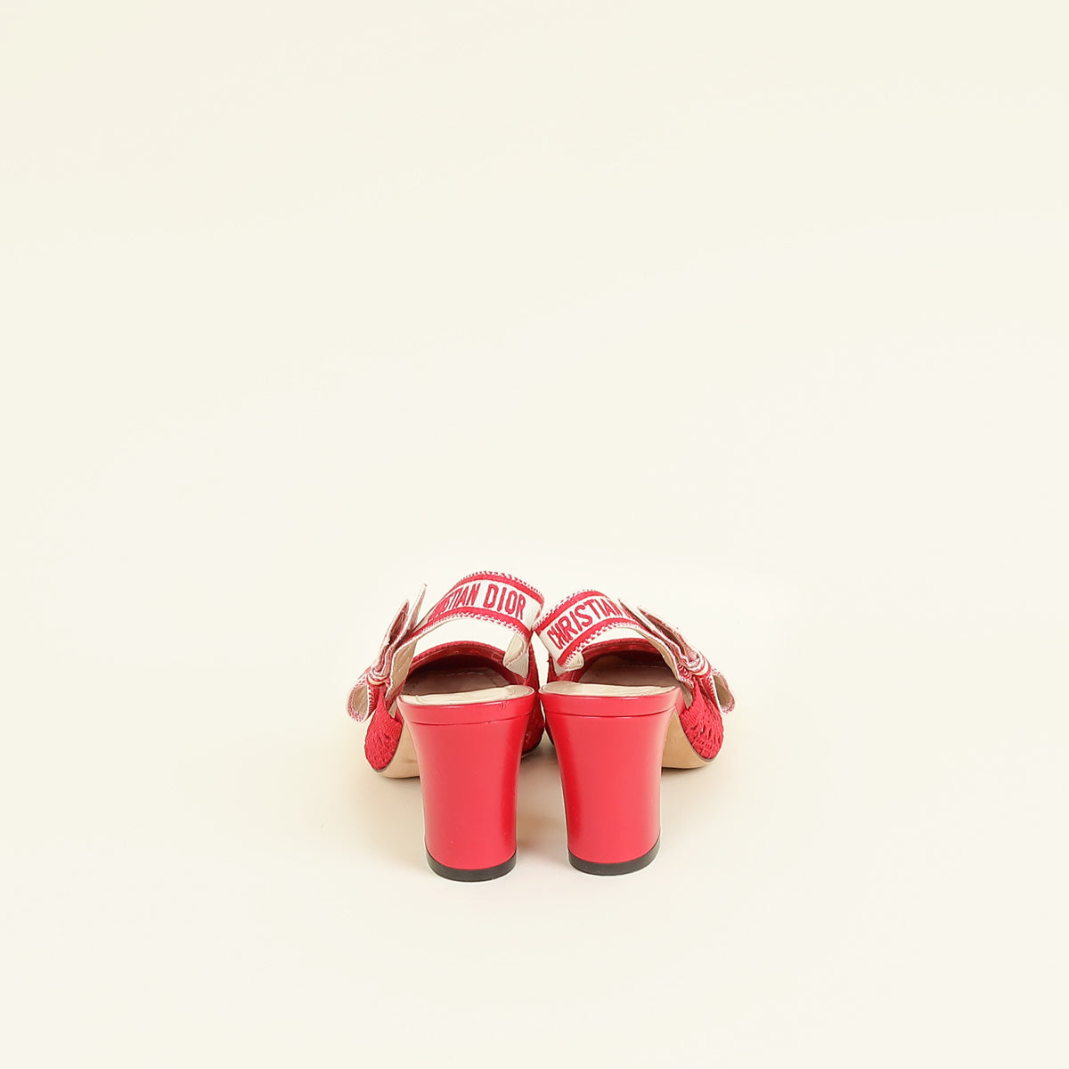 Christian Dior Red Mesh Cannage Dior & Moi Slingback 70mm Pumps 37.5