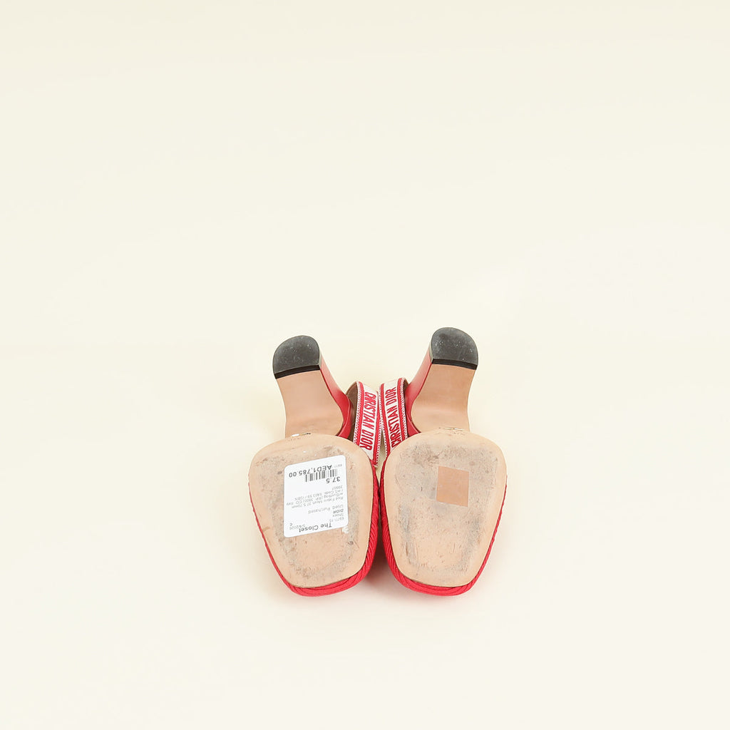 Christian Dior Red Mesh Cannage Dior & Moi Slingback 70mm Pumps 37.5