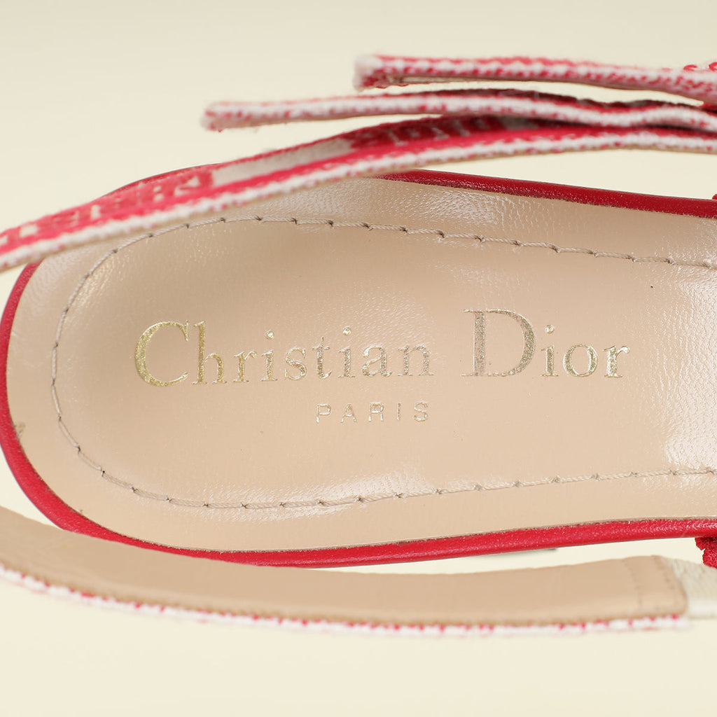 Christian Dior Red Mesh Cannage Dior & Moi Slingback 70mm Pumps 37.5