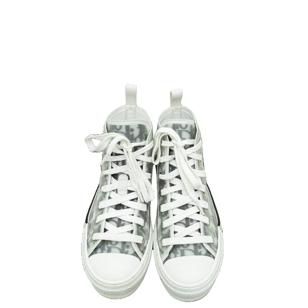 Christian Dior White Oblique B23 High Top Sneakers 37