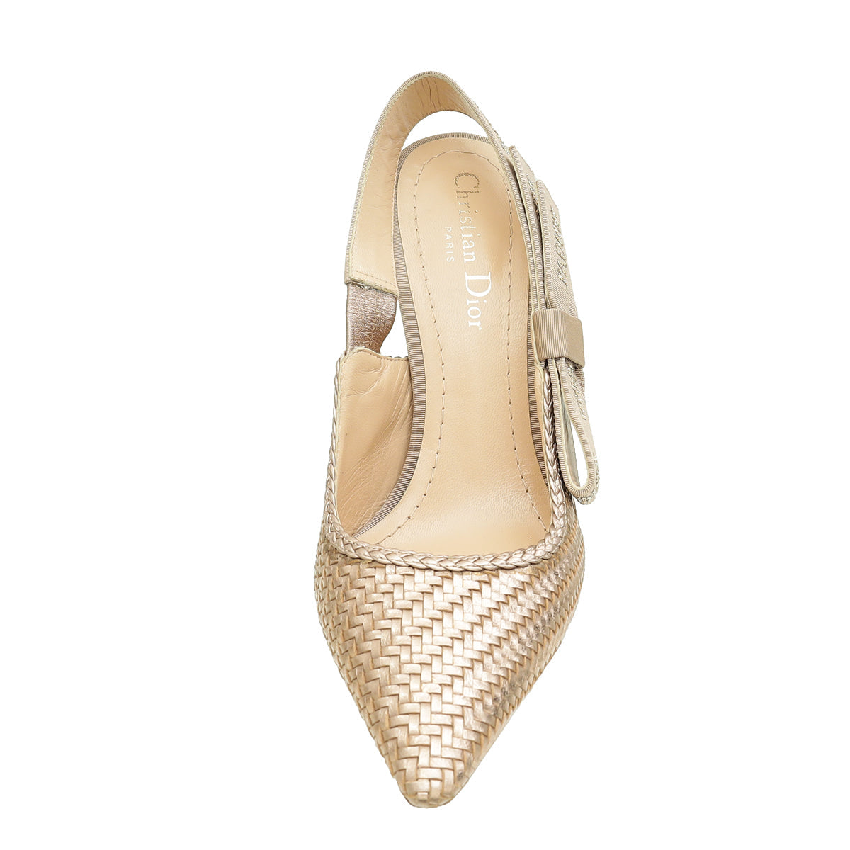 Christian Dior Metallic Bronze Cooper Woven Laminated J'adior Slingback Pump 37