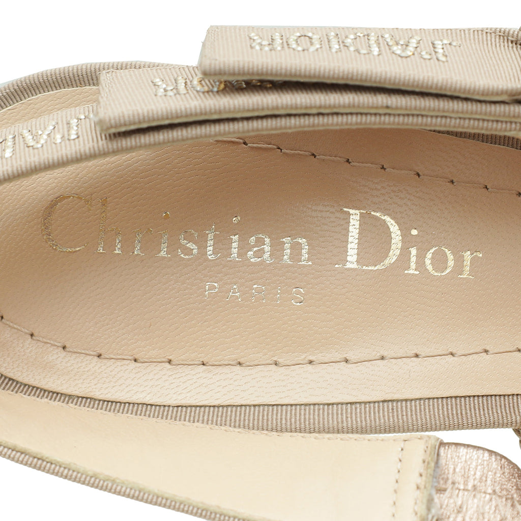 Christian Dior Metallic Bronze Cooper Woven Laminated J'adior Slingback Pump 37
