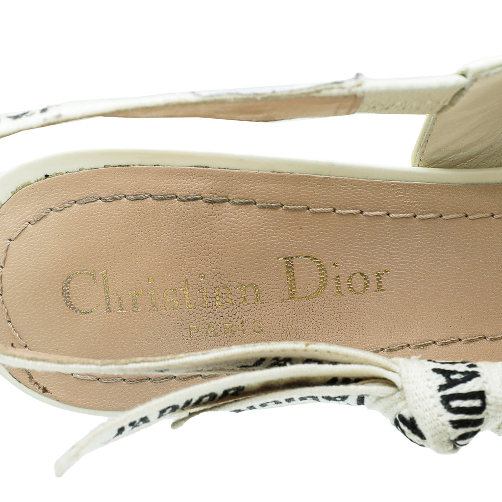 Christian Dior White J'Adior Slingback Pumps 37
