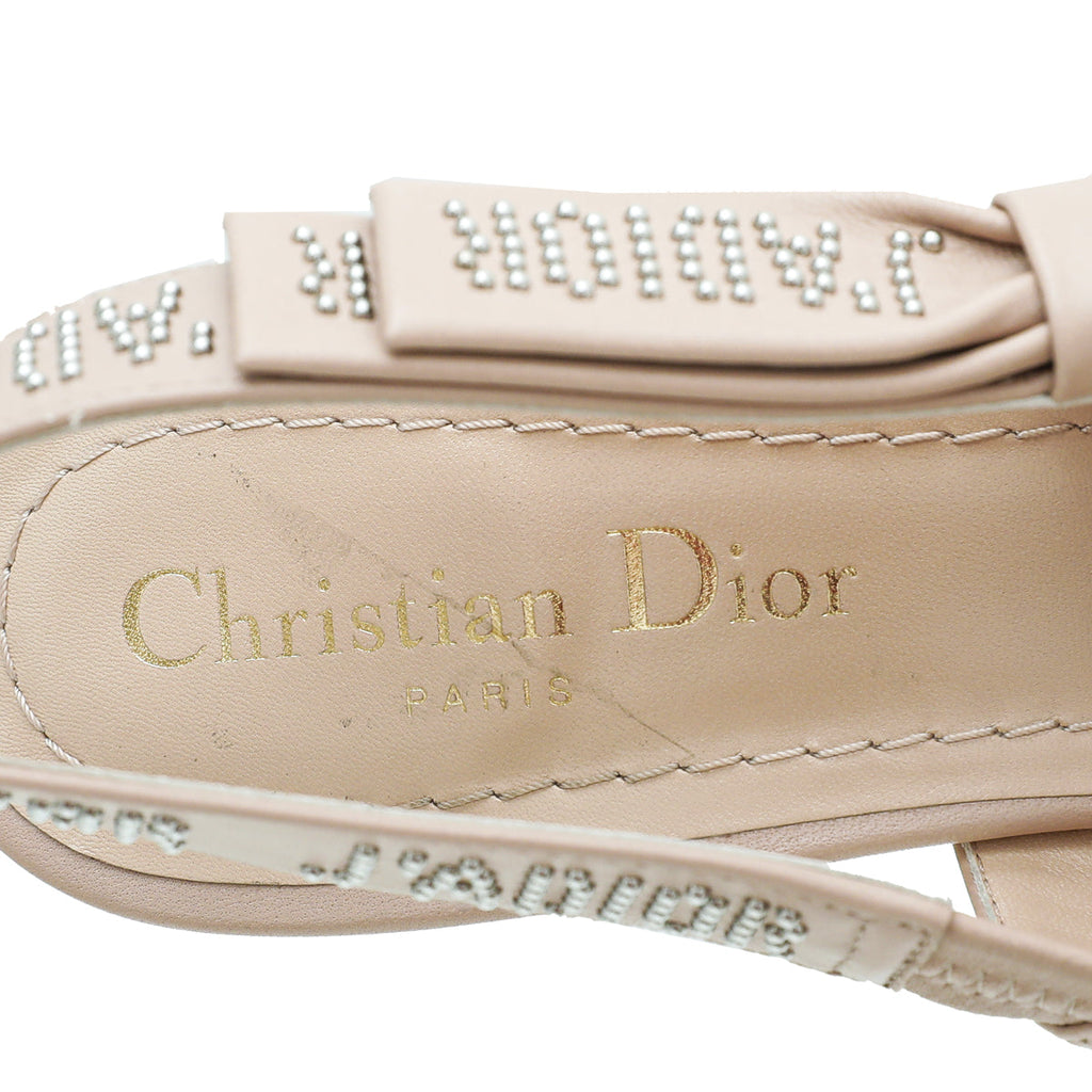 Christian Dior Nude Studded J'Adior Slingback Pumps 37