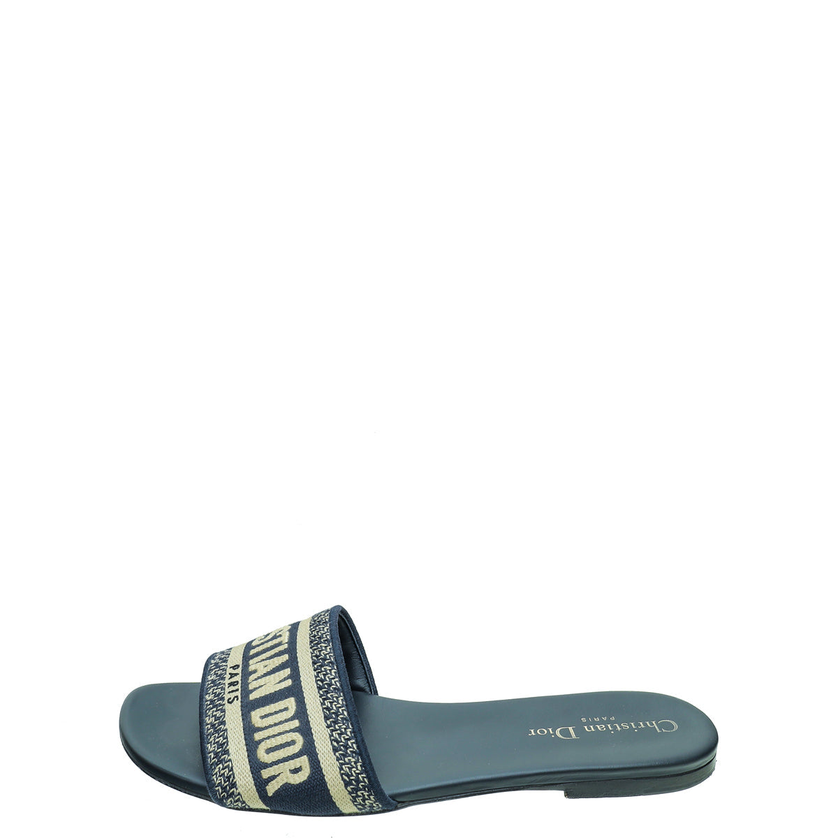 Christian Dior Navy Blue Dway Embroidered Flat Sandal 38.5