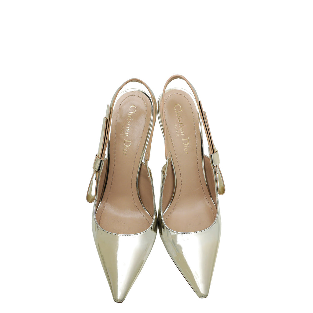 Christian Dior Metallic Light Gold J'Adior Slingback Pumps 38.5