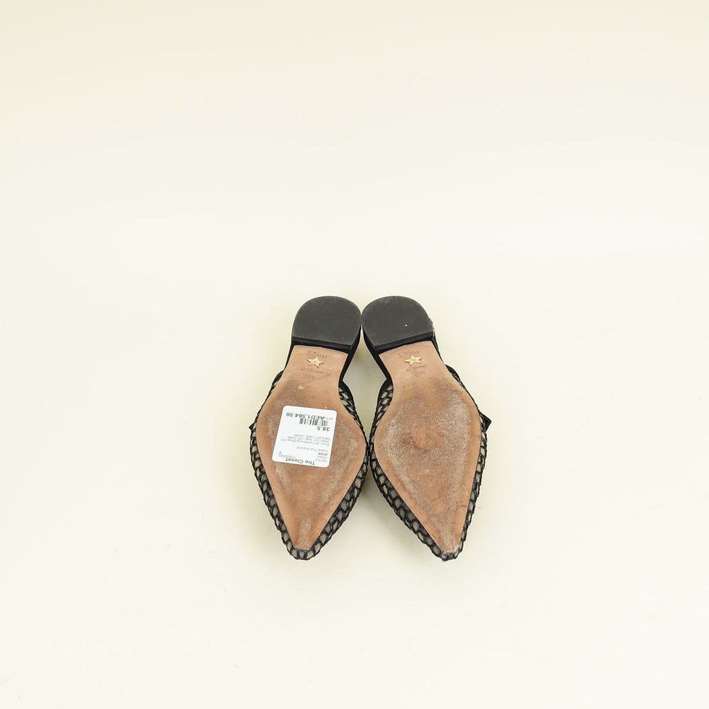 Christian Dior Black J'Adior Mesh Flat Slingback 38.5