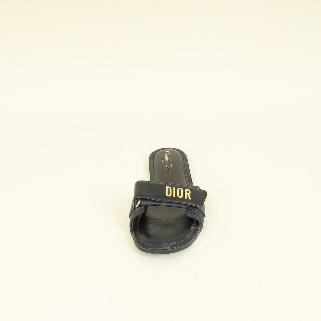 Christian Dior Black Dioriviera Dioract Slide Sandal 38
