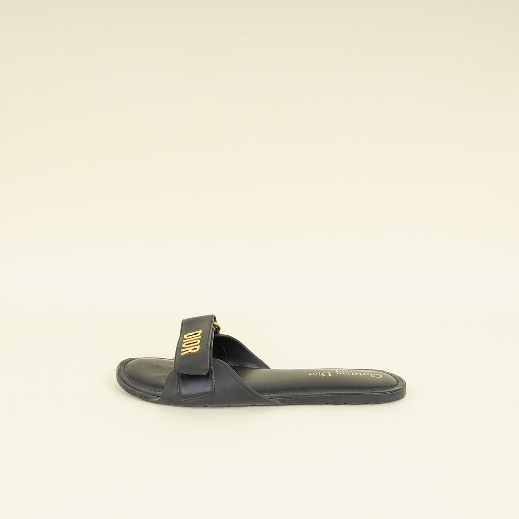 Christian Dior Black Dioriviera Dioract Slide Sandal 38