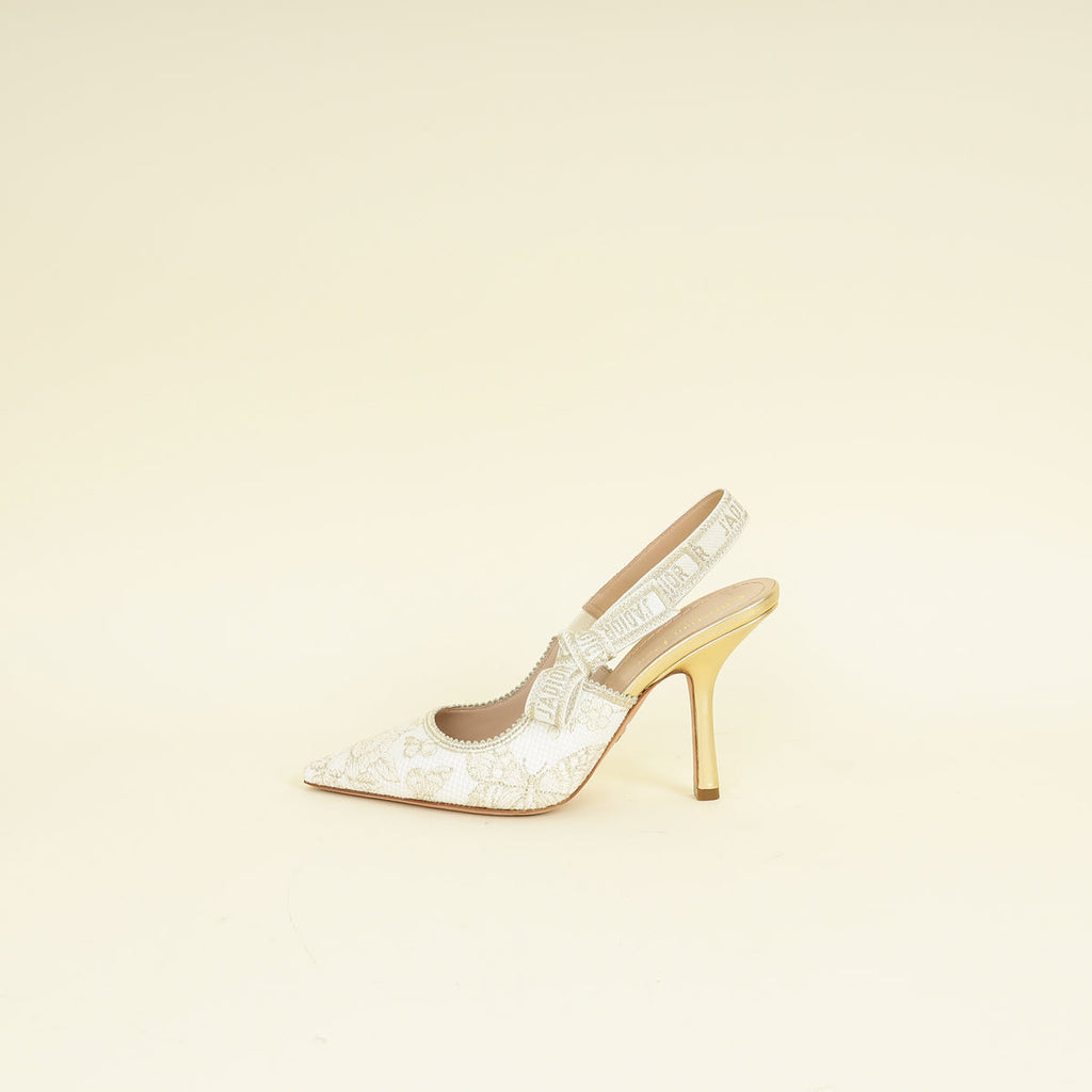 Christian Dior Tricolor J'adior Butterfly Embroidered Slingback Pump 38