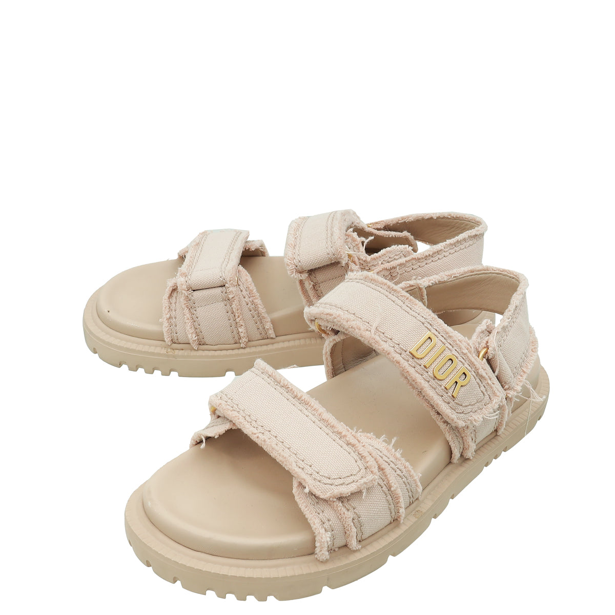 Christian Dior Nude Fringed Cotton D-Connect Sandal 38