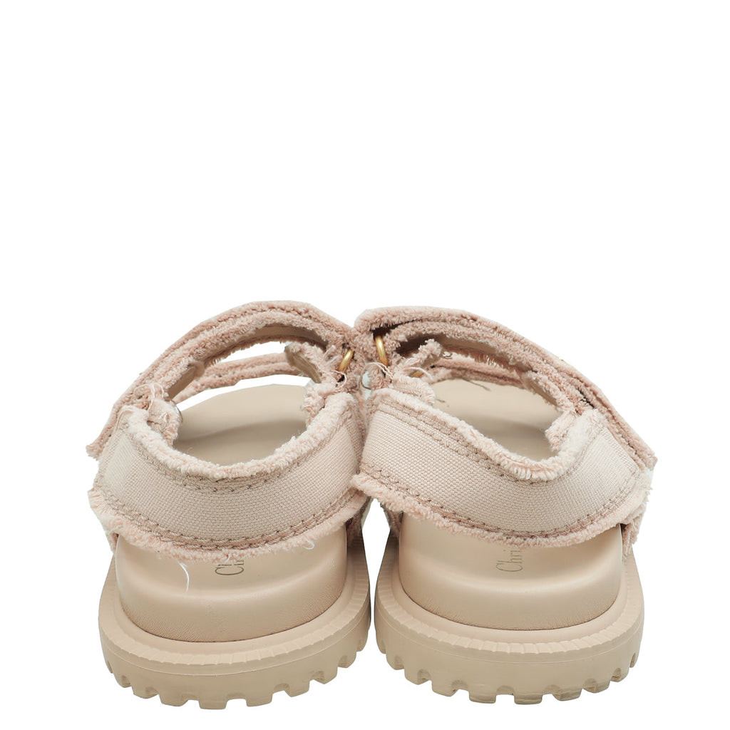 Christian Dior Nude Fringed Cotton D-Connect Sandal 38