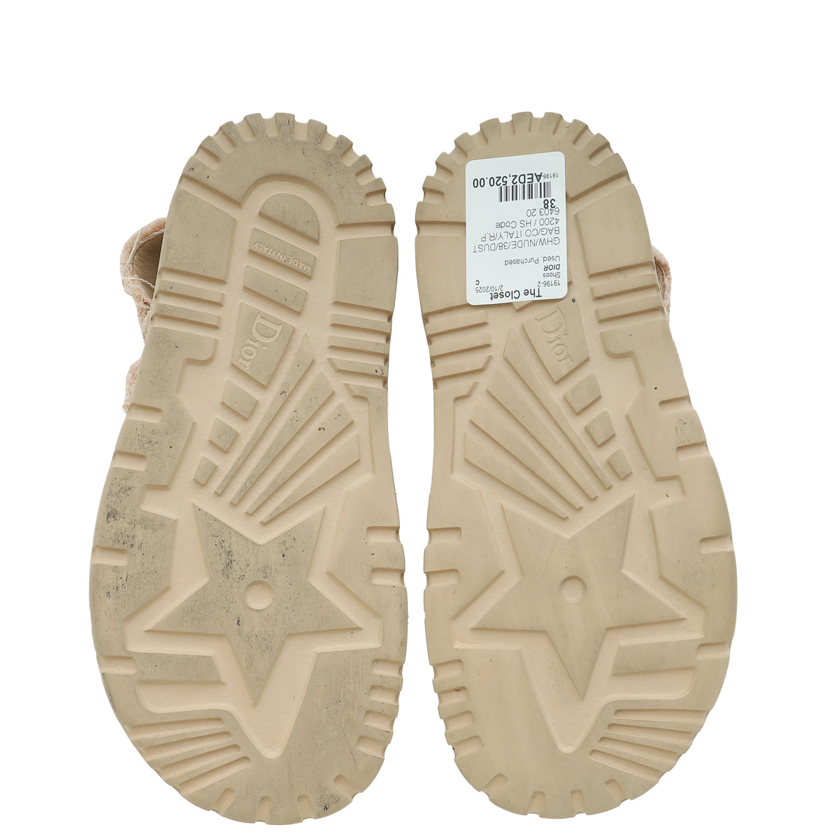 Christian Dior Nude Fringed Cotton D-Connect Sandal 38