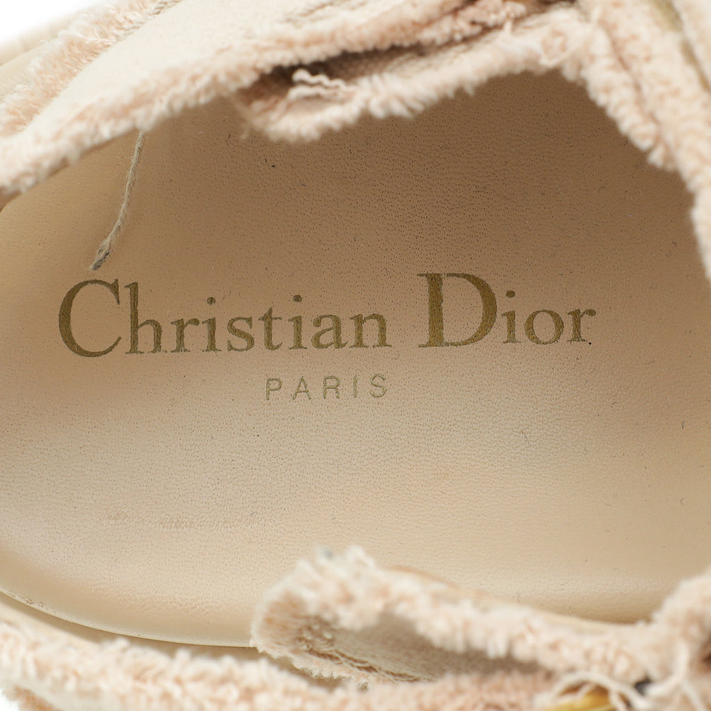 Christian Dior Nude Fringed Cotton D-Connect Sandal 38
