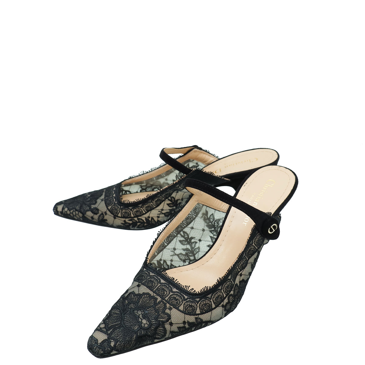 Christian Dior Black Rose Motif Dior Capture Heeled Mule 38