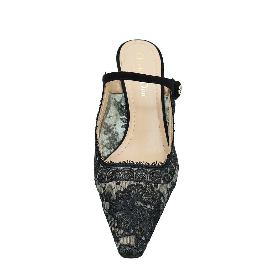 Christian Dior Black Rose Motif Dior Capture Heeled Mule 38