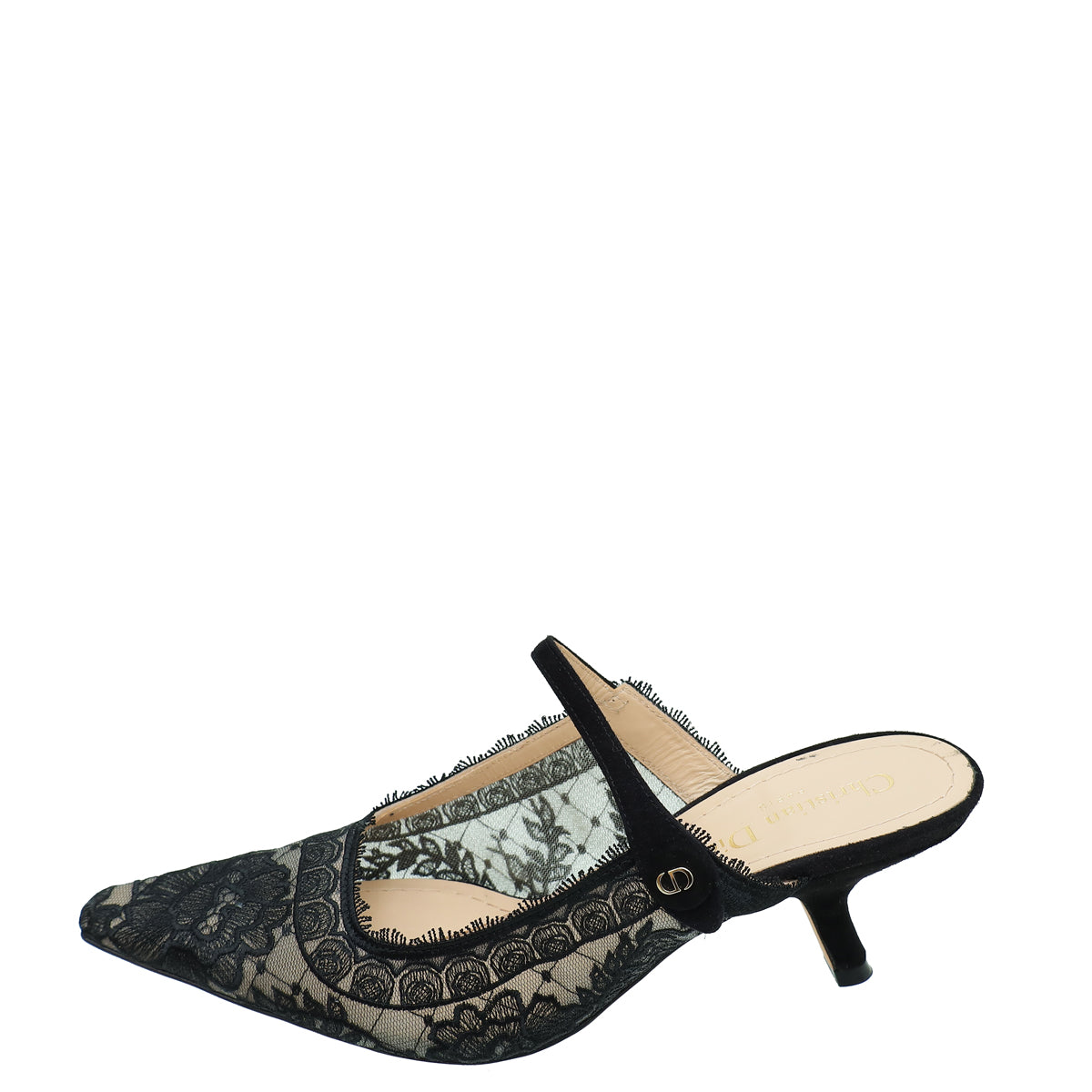 Christian Dior Black Rose Motif Dior Capture Heeled Mule 38