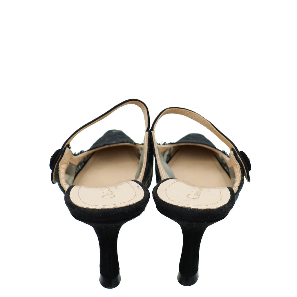 Christian Dior Black Rose Motif Dior Capture Heeled Mule 38