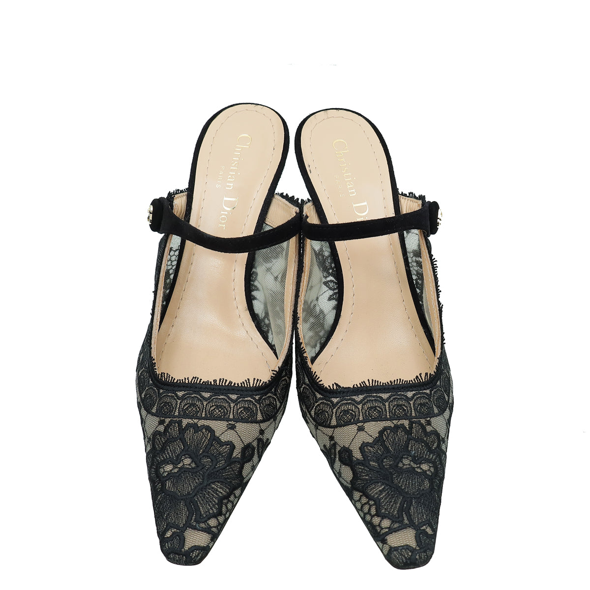 Christian Dior Black Rose Motif Dior Capture Heeled Mule 38