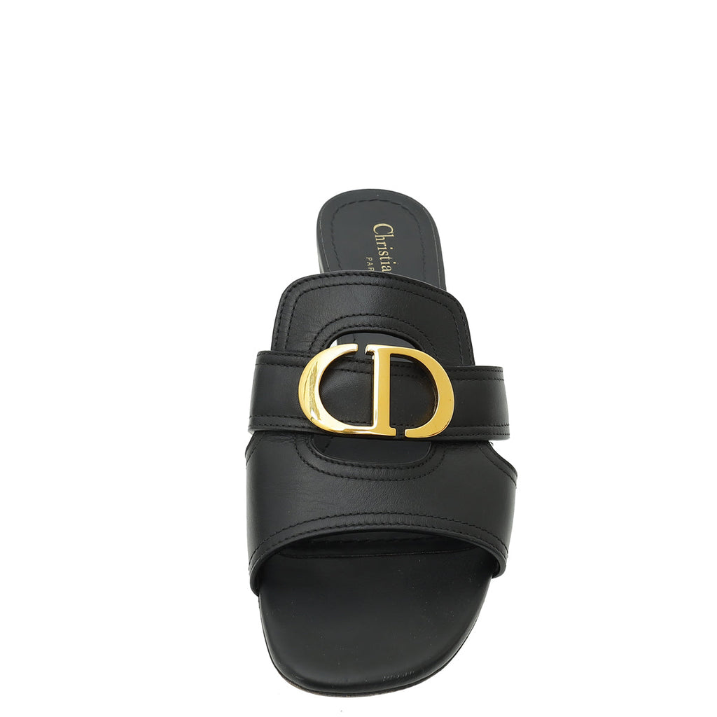 Christian Dior Black 30 Montaigne Heeled Slides 38