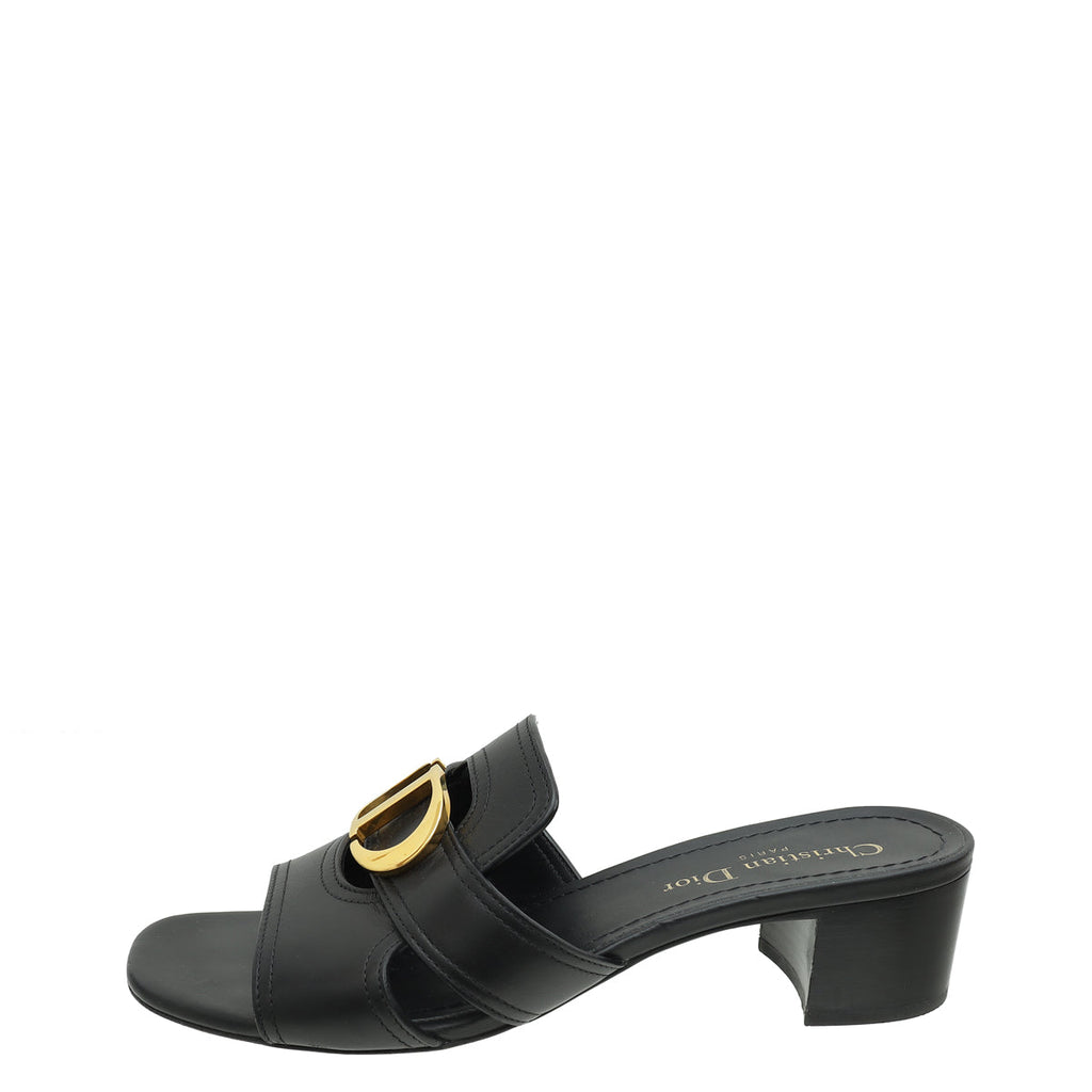 Christian Dior Black 30 Montaigne Heeled Slides 38