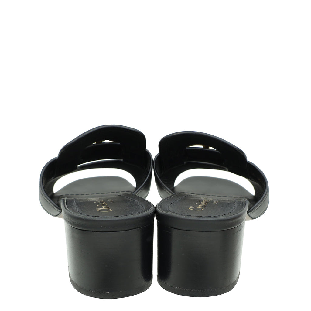 Christian Dior Black 30 Montaigne Heeled Slides 38