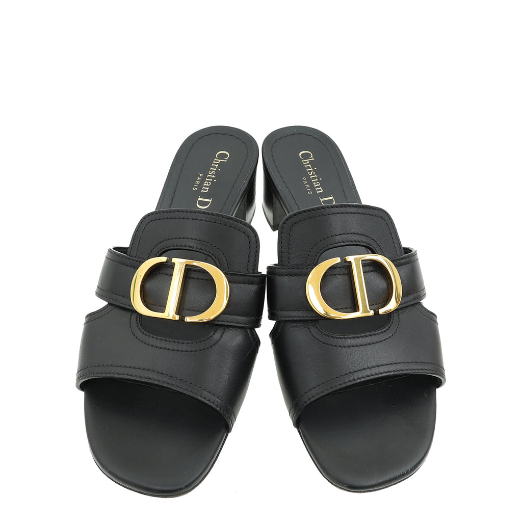 Christian Dior Black 30 Montaigne Heeled Slides 38