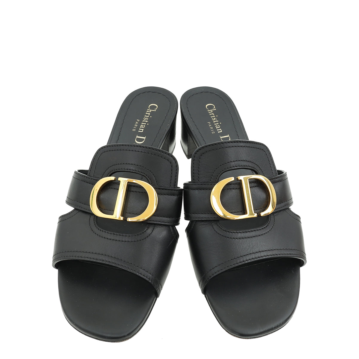 Christian Dior Black 30 Montaigne Heeled Slides 38