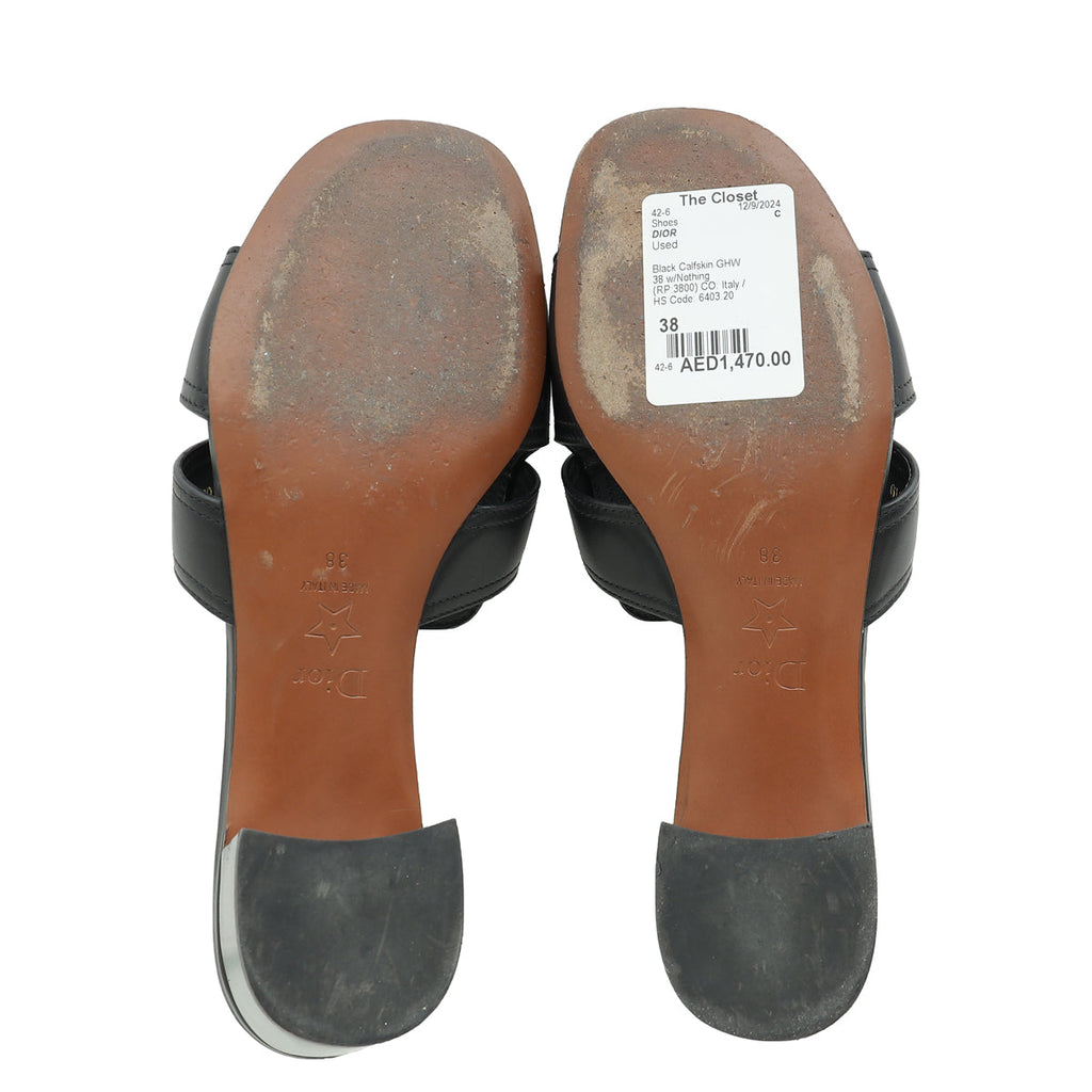 Christian Dior Black 30 Montaigne Heeled Slides 38