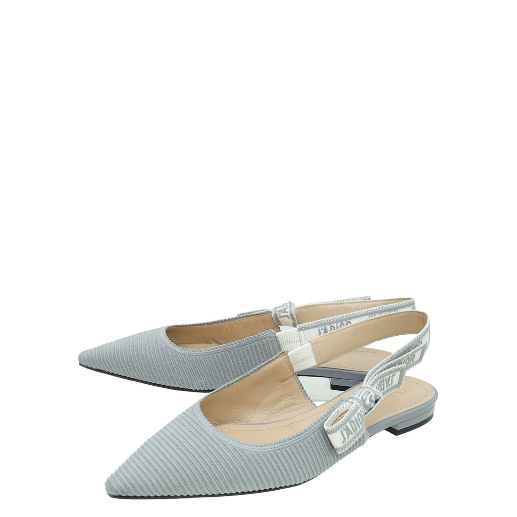 Christian Dior Grey J'Adior Flat Slingback 38
