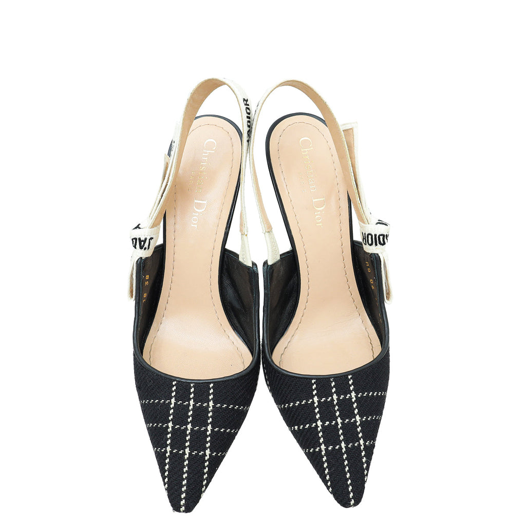 Christian Dior Bicolor Fabric J'Adior Heeled Slingback 38