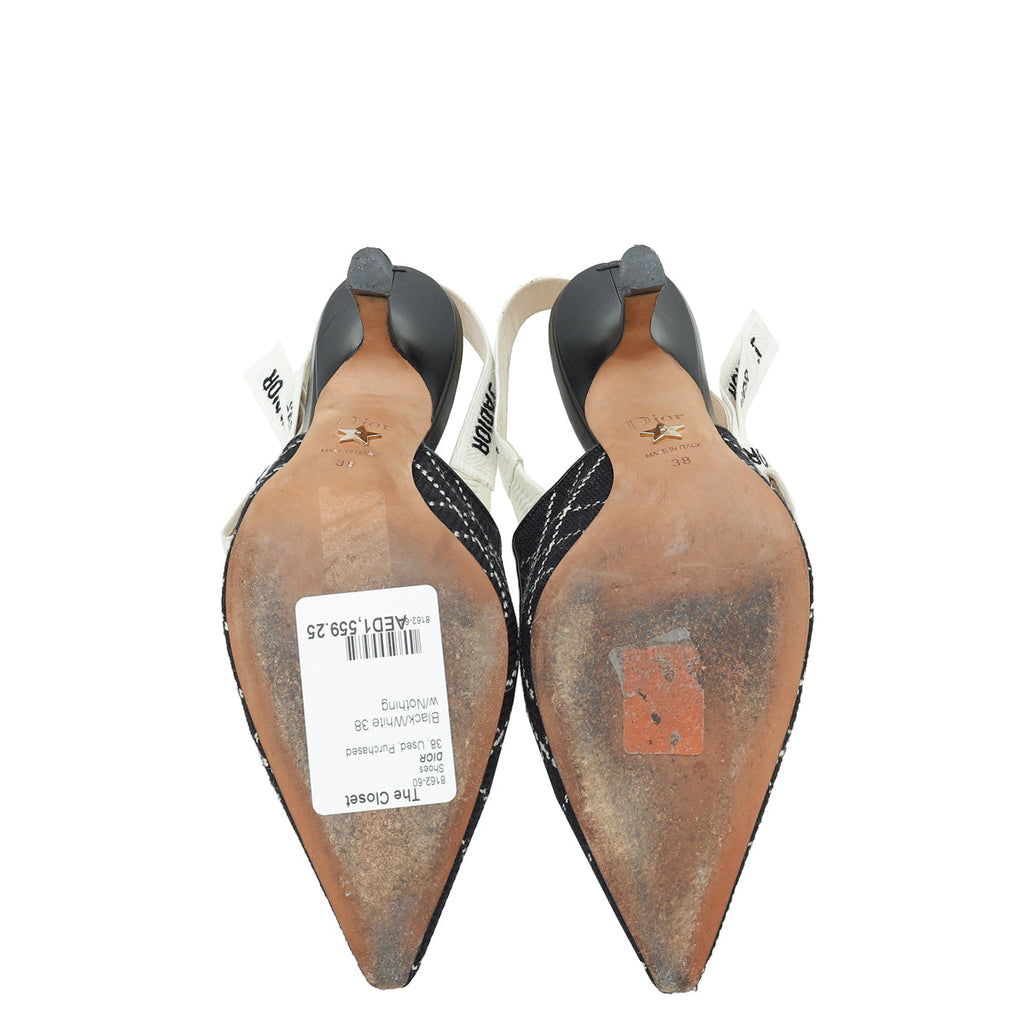 Christian Dior Bicolor Fabric J'Adior Heeled Slingback 38
