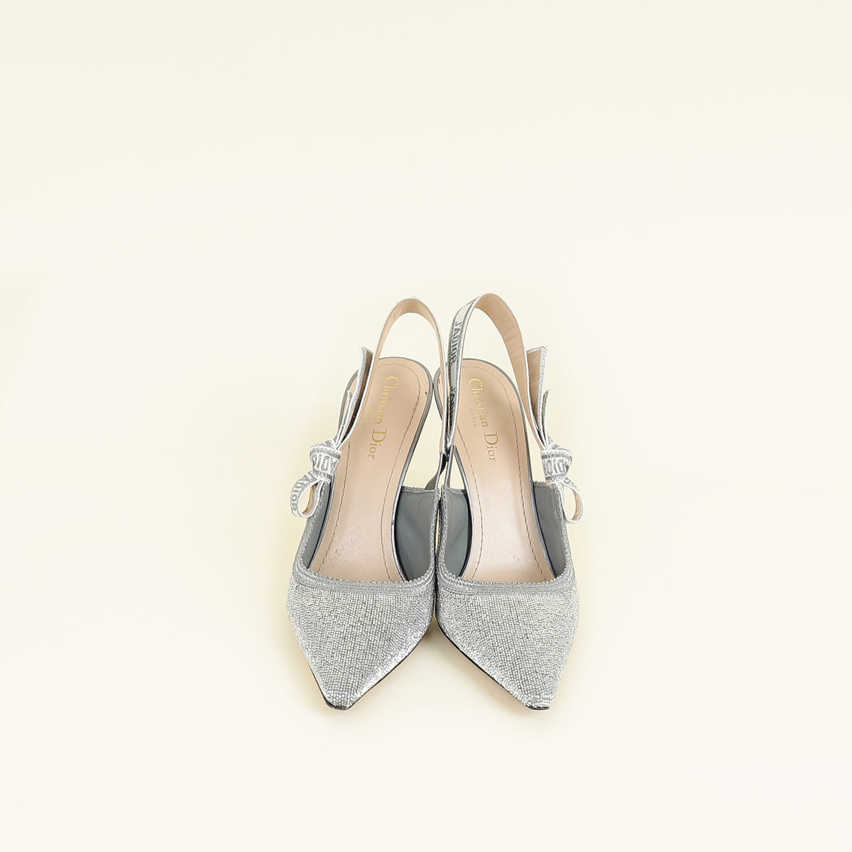 Christian Dior Steel Grey Micro Beads Embroidered J'adior Slingback 39.5