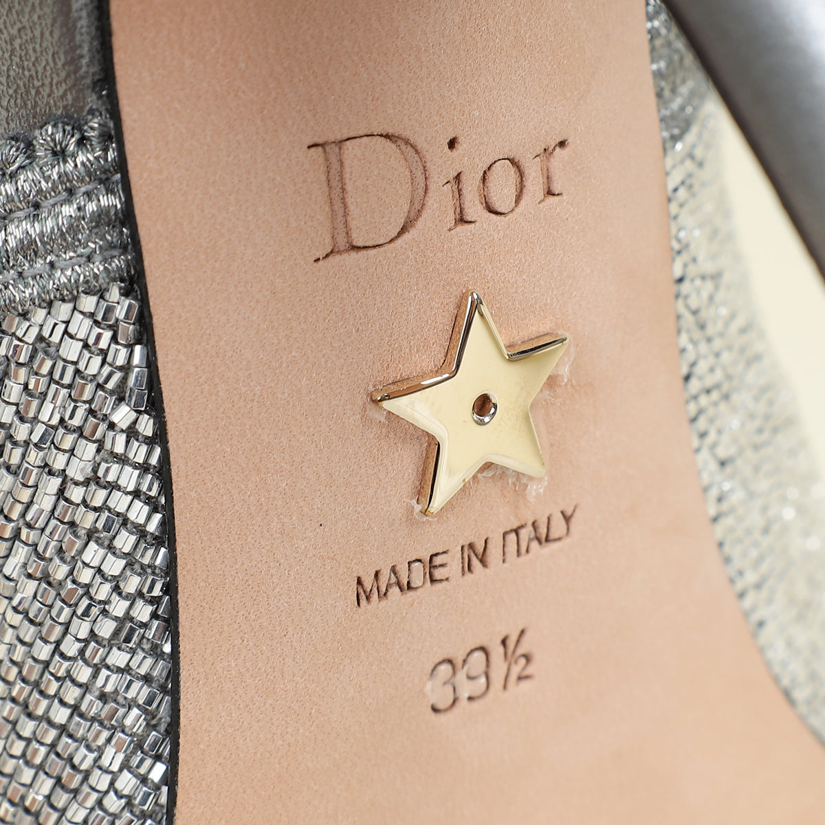 Christian Dior Steel Grey Micro Beads Embroidered J'adior Slingback 39.5