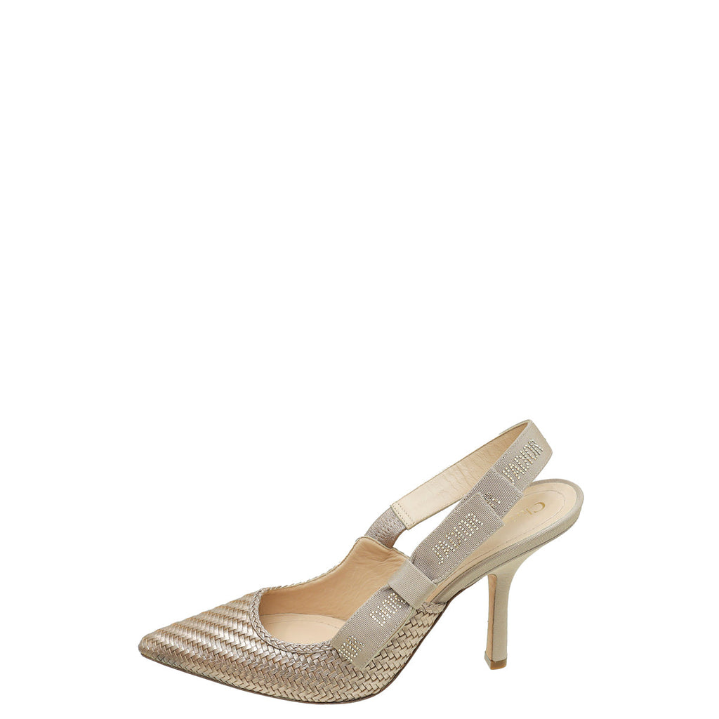 Christian Dior Cooper Woven Laminated J'adior Slingback 39.5