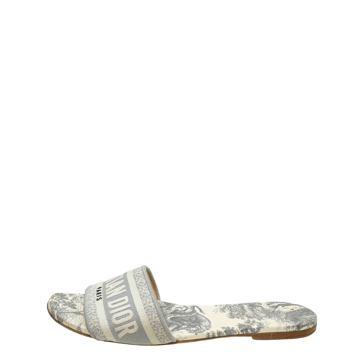 Christian Dior Grey D-Way Toile De Jouy Sandal 39.5