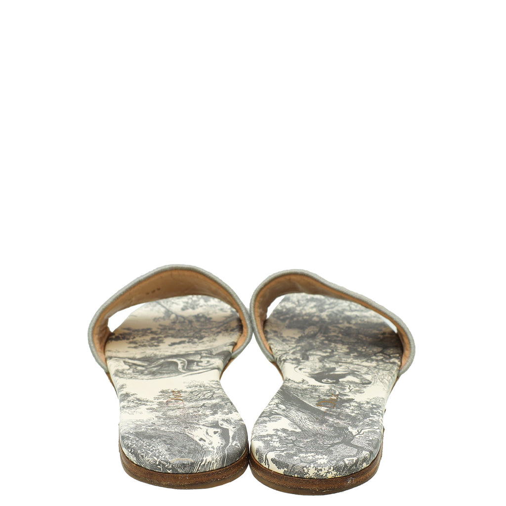 Christian Dior Grey D-Way Toile De Jouy Sandal 39.5
