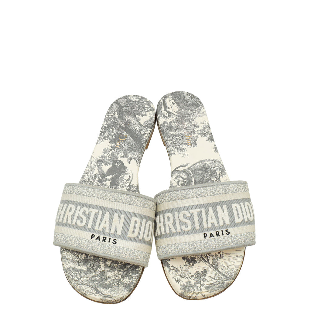 Christian Dior Grey D-Way Toile De Jouy Sandal 39.5
