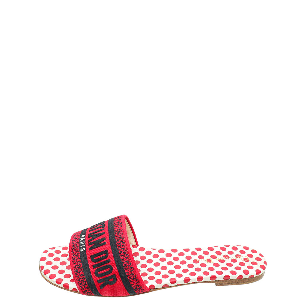 Christian Dior Red Dway Embroidered Sandal 39.5