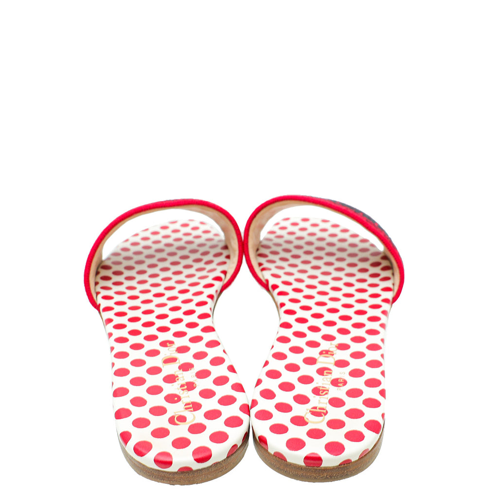 Christian Dior Red Dway Embroidered Sandal 39.5